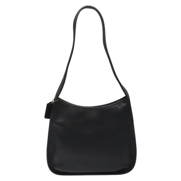 Coach Shoulder Bag Leather Black Silver Auth am8529