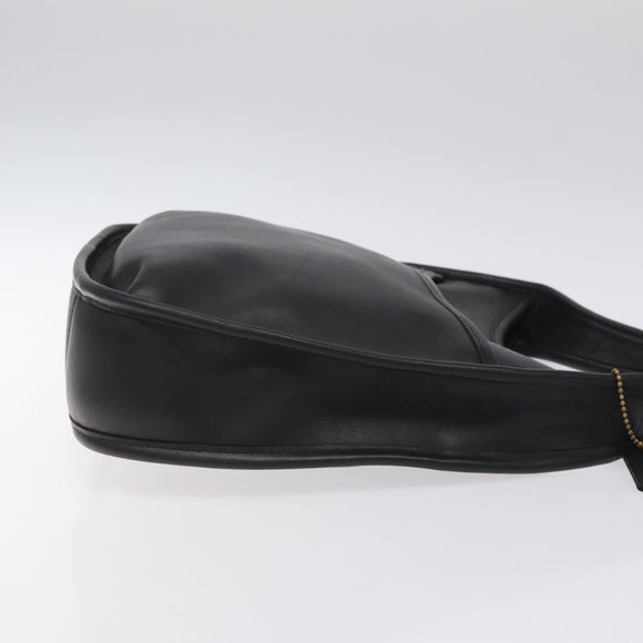 Coach Shoulder Bag Leather Black Silver Auth am8529