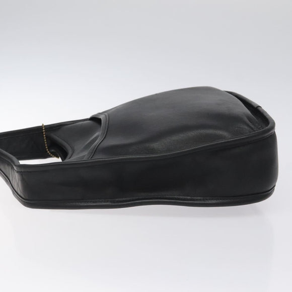 Coach Shoulder Bag Leather Black Silver Auth am8529