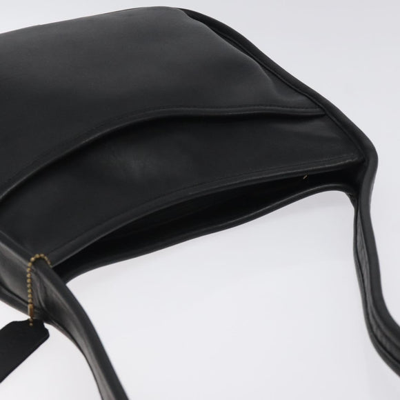 Coach Shoulder Bag Leather Black Silver Auth am8529