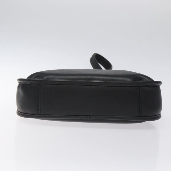 Coach Shoulder Bag Leather Black Silver Auth am8529