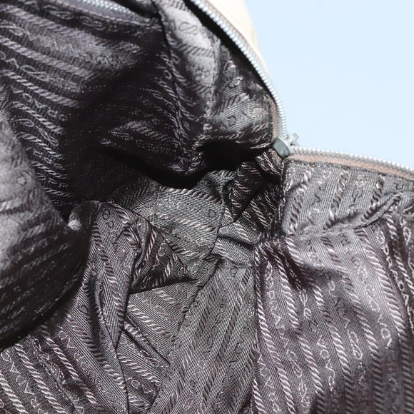 PRADA Shoulder Bag Canvas Leather Beige Silver Auth am8532