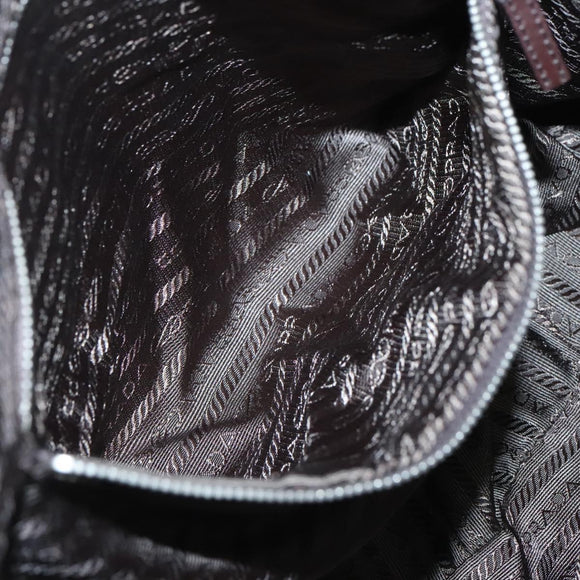 PRADA Shoulder Bag Canvas Leather Beige Silver Auth am8532