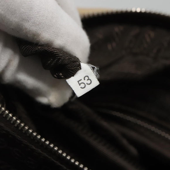 PRADA Shoulder Bag Canvas Leather Beige Silver Auth am8532