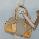 PRADA Shoulder Bag Canvas Leather Beige Silver Auth am8532-24