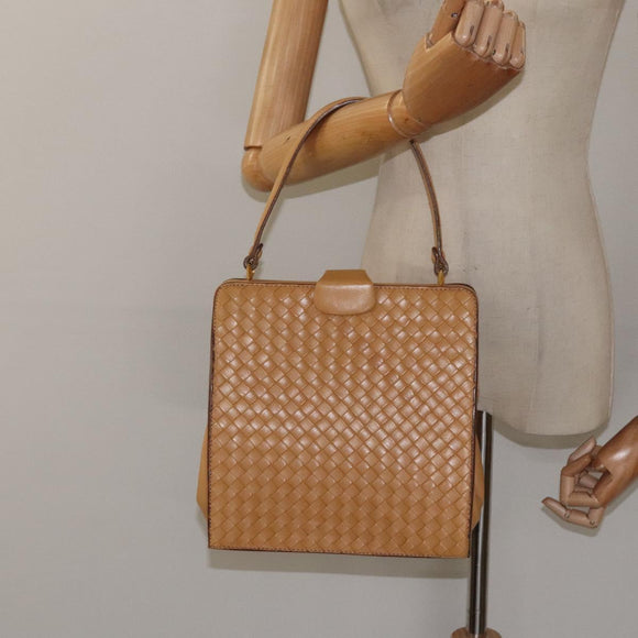 BOTTEGA VENETA INTRECCIATO Hand Bag Leather Beige Auth am8534
