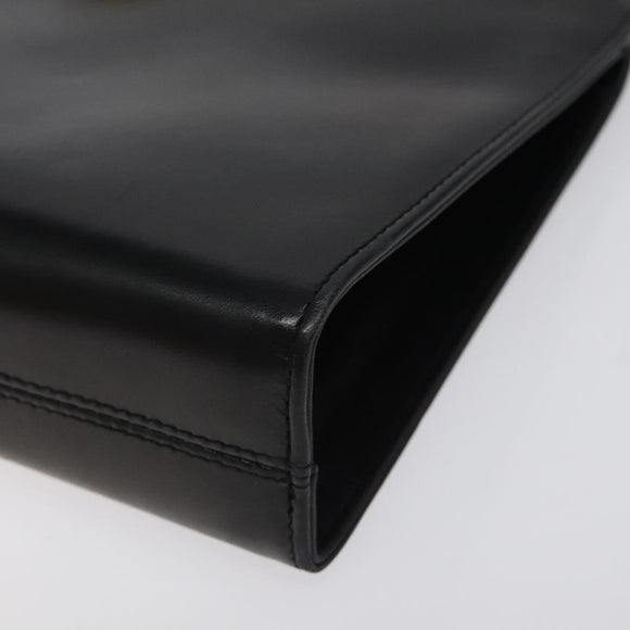 Salvatore Ferragamo Chain Shoulder Bag Leather Black Gold Auth am8545