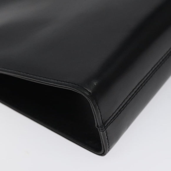 Salvatore Ferragamo Chain Shoulder Bag Leather Black Gold Auth am8545