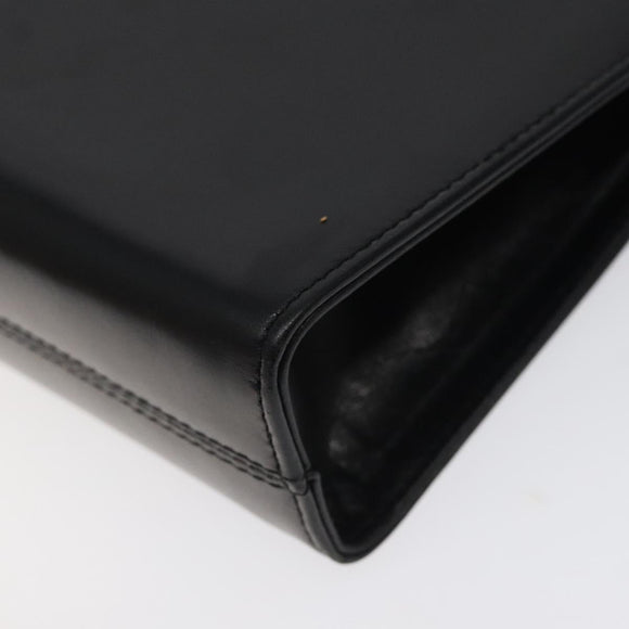 Salvatore Ferragamo Chain Shoulder Bag Leather Black Gold Auth am8545