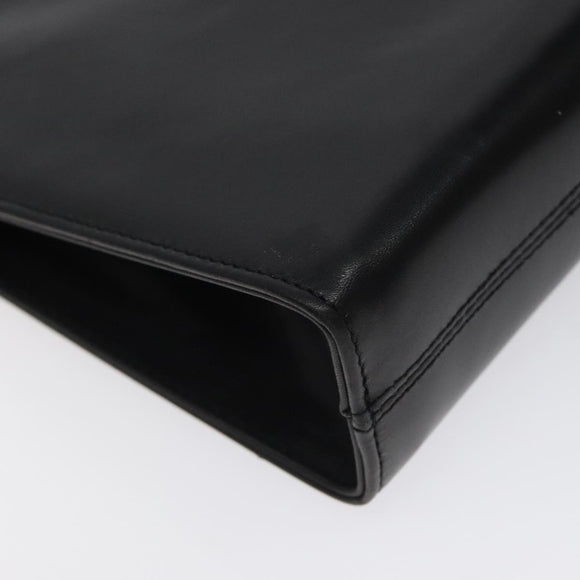 Salvatore Ferragamo Chain Shoulder Bag Leather Black Gold Auth am8545