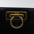 Salvatore Ferragamo Chain Shoulder Bag Leather Black Gold Auth am8545-14