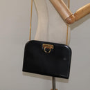 Salvatore Ferragamo Chain Shoulder Bag Leather Black Gold Auth am8545-20