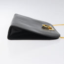 Salvatore Ferragamo Chain Shoulder Bag Leather Black Gold Auth am8545-4