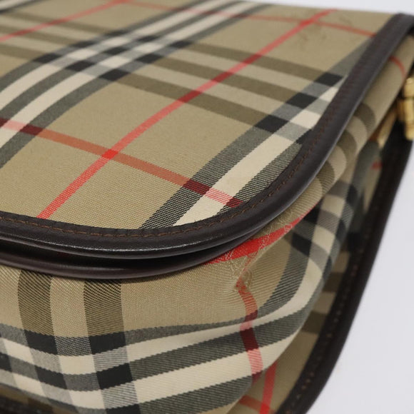 Burberrys Nova Check Shoulder Bag Canvas Beige Gold Auth am8546