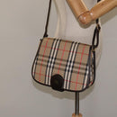 Burberrys Nova Check Shoulder Bag Canvas Beige Gold Auth am8546-21