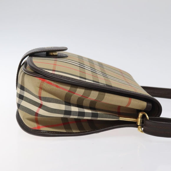 Burberrys Nova Check Shoulder Bag Canvas Beige Gold Auth am8546
