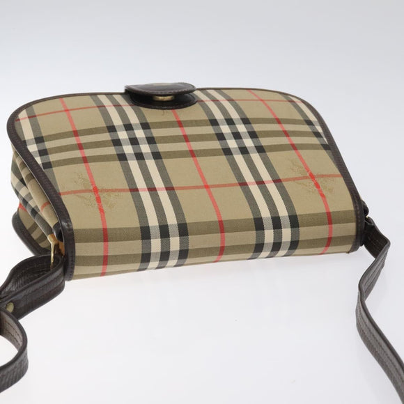 Burberrys Nova Check Shoulder Bag Canvas Beige Gold Auth am8546