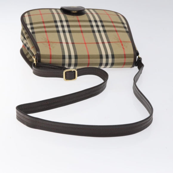 Burberrys Nova Check Shoulder Bag Canvas Beige Gold Auth am8546