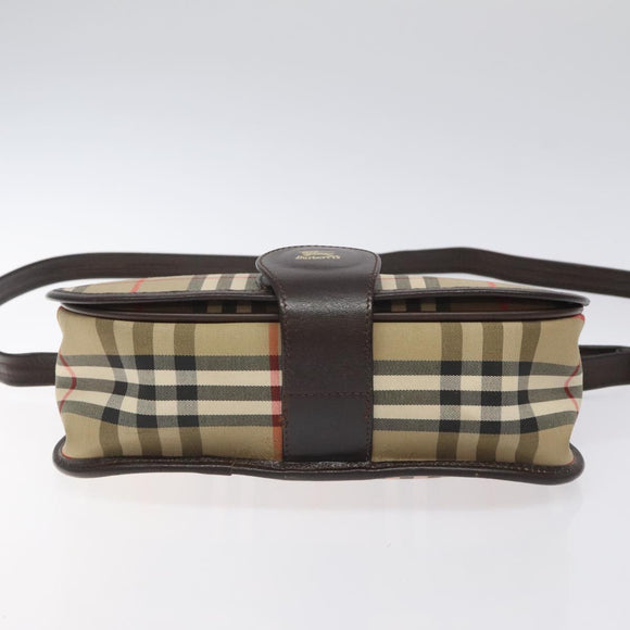 Burberrys Nova Check Shoulder Bag Canvas Beige Gold Auth am8546