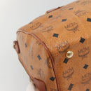 MCM Logogram Vicetos Boston Bag PVC Leather Brown Gold Auth am8547-13