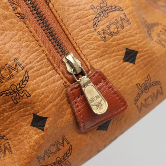 MCM Logogram Vicetos Boston Bag PVC Leather Brown Gold Auth am8547