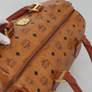 MCM Logogram Vicetos Boston Bag PVC Leather Brown Gold Auth am8547-6