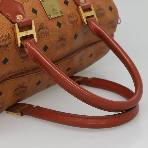 MCM Logogram Vicetos Boston Bag PVC Leather Brown Gold Auth am8547