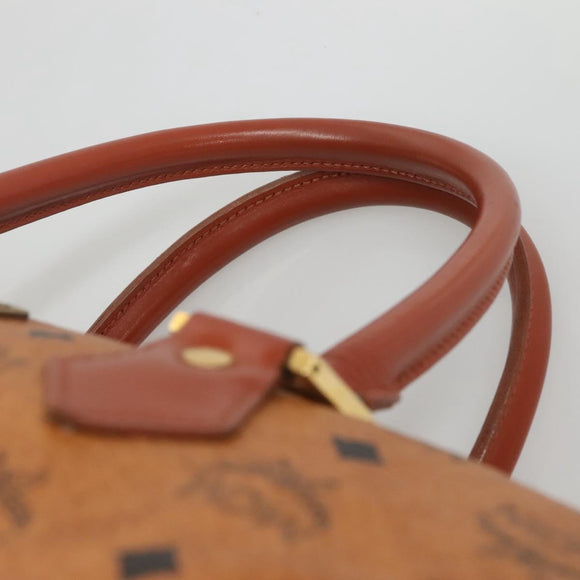 MCM Logogram Vicetos Boston Bag PVC Leather Brown Gold Auth am8547