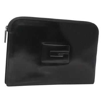 GUCCI Document case Patent leather Black Auth am8564