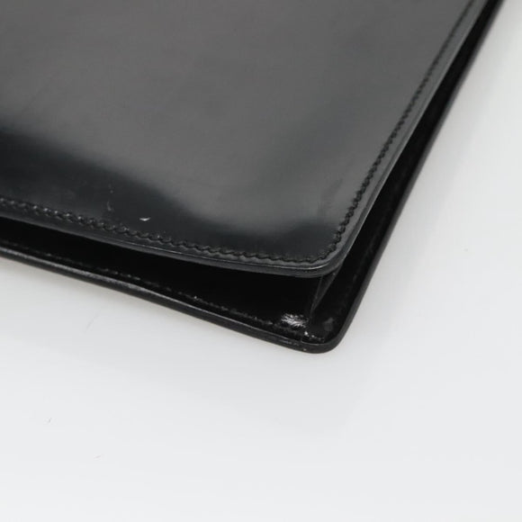 GUCCI Document case Patent leather Black Auth am8564