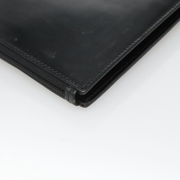 GUCCI Document case Patent leather Black Auth am8564