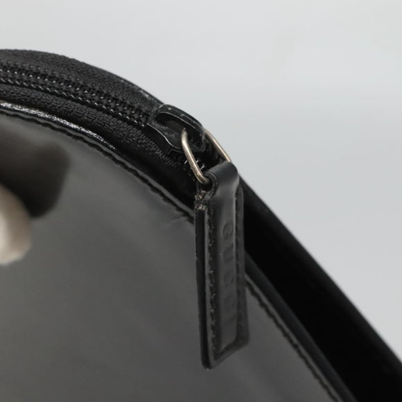 GUCCI Document case Patent leather Black Auth am8564