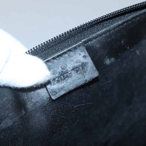 GUCCI Document case Patent leather Black Auth am8564