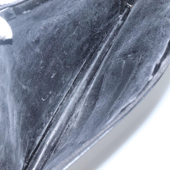 GUCCI Document case Patent leather Black Auth am8564