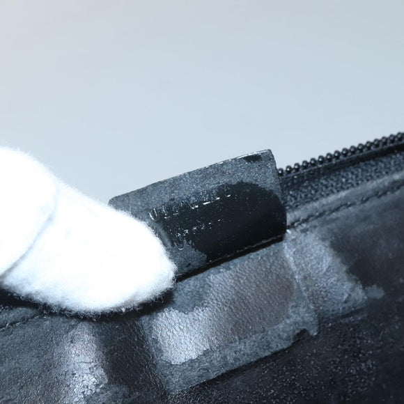 GUCCI Document case Patent leather Black Auth am8564