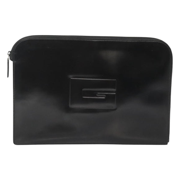 GUCCI Document case Patent leather Black Auth am8564