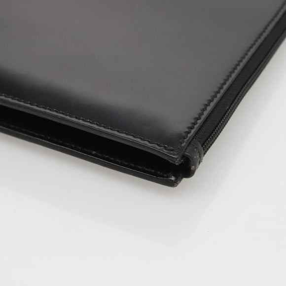 GUCCI Document case Patent leather Black Auth am8564