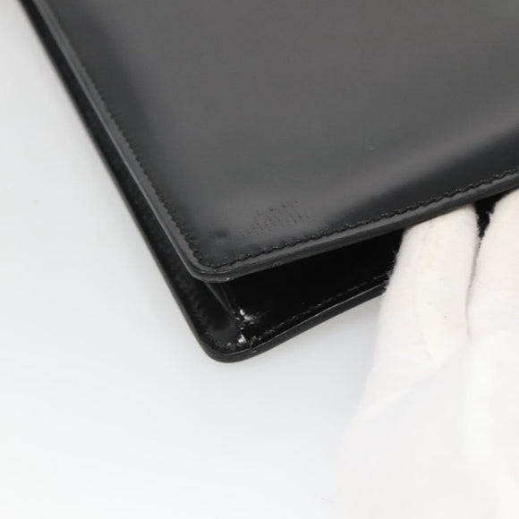 GUCCI Document case Patent leather Black Auth am8564