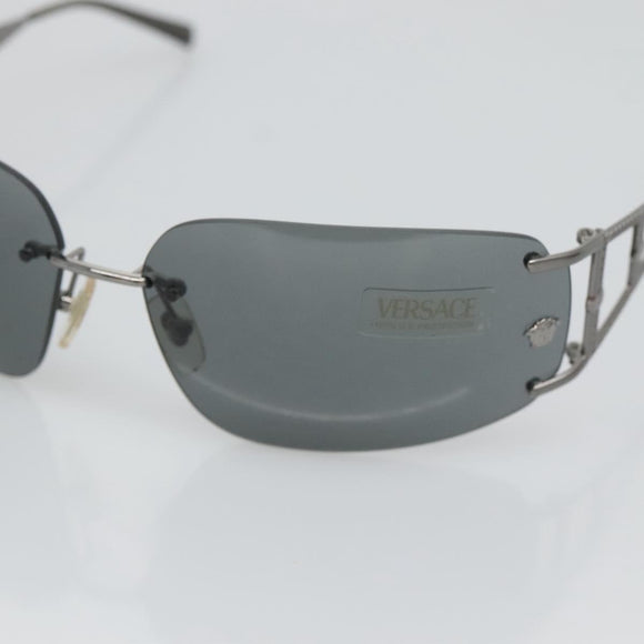 VERSACE Sunglasses metal Silver Auth am8573