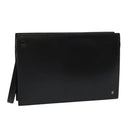 CARTIER Clutch Bag Leather Black Silver Auth am8581-1