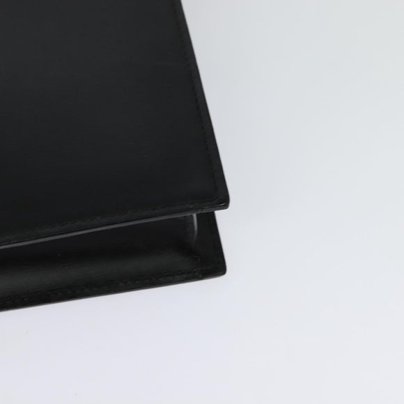 CARTIER Clutch Bag Leather Black Silver Auth am8581