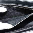 CARTIER Clutch Bag Leather Black Silver Auth am8581-11