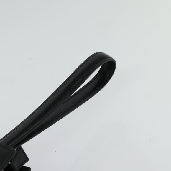 CARTIER Clutch Bag Leather Black Silver Auth am8581