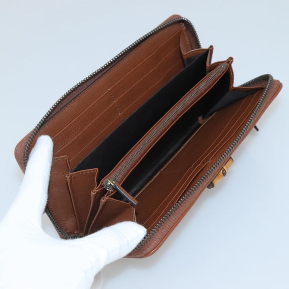 GUCCI Diana Continental Wallet Long Wallet Leather Brown Gold 658634 Auth am8592
