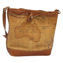 PRIMA CLASSE Shoulder Bag Leather PVC Beige Gold Auth am8596-1