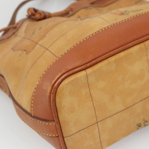 PRIMA CLASSE Shoulder Bag Leather PVC Beige Gold Auth am8596