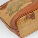 PRIMA CLASSE Shoulder Bag Leather PVC Beige Gold Auth am8596-16