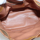 PRIMA CLASSE Shoulder Bag Leather PVC Beige Gold Auth am8596-10