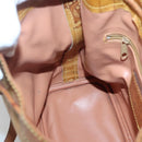 PRIMA CLASSE Shoulder Bag Leather PVC Beige Gold Auth am8596-18