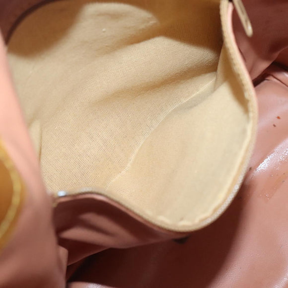 PRIMA CLASSE Shoulder Bag Leather PVC Beige Gold Auth am8596